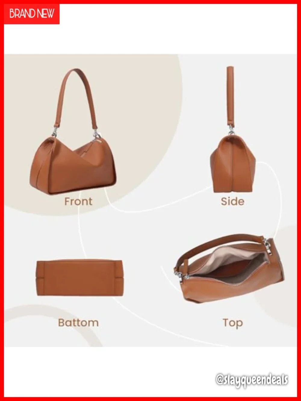 Genuine Leather Hobo Bag for Women Shoulder Crossbody Purse